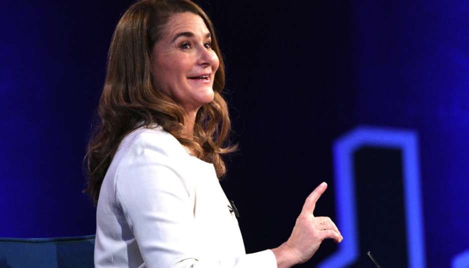 balancing act: in "the moment of lift," melinda gates makes the