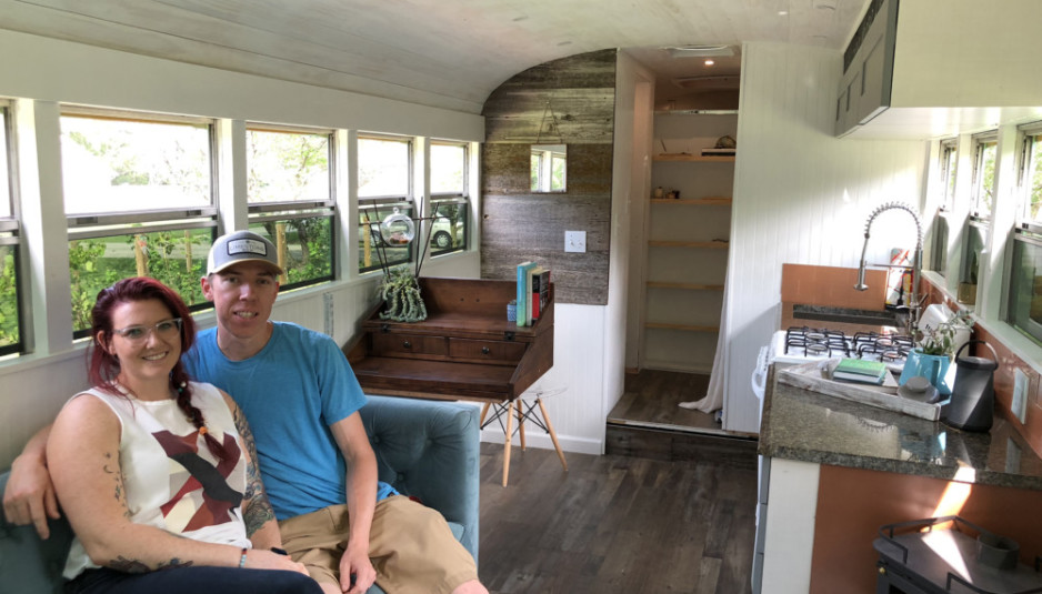 Couple Converts School Bus Into Traveling Tiny Home - Working Woman Report